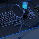 Photo 3 — USB Condenser Microphone with Pop Filter and RGB Lighting, Black