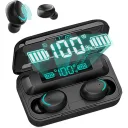 Photo 5 — F9 wireless Bluetooth earbuds with charging case and display, black