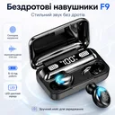 Photo 1 — F9 wireless Bluetooth earbuds with charging case and display, black