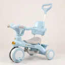 Фото 2 — Трехколесный велосипед-коляска Baby Carriage 588 с родительской ручкой и корзиной, голубой