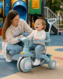 Фото 4 — Трехколесный велосипед-коляска Baby Carriage 588 с родительской ручкой и корзиной, голубой