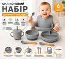 Фото 1 — Набір дитячого посуду з 6 предметів, сірий 26X-35
