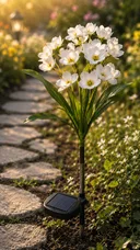 Фото 4 — Садовий світильник «Квіти Білі» на сонячній батареї з LED підсвіткою 26X-105 набір 2 шт