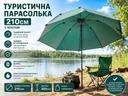 Фото 1 — Туристична парасолька 210см Зелена з чохлом Пляжна парасолька восьмикутна з зносостійкої водовідштовхувальної тканини