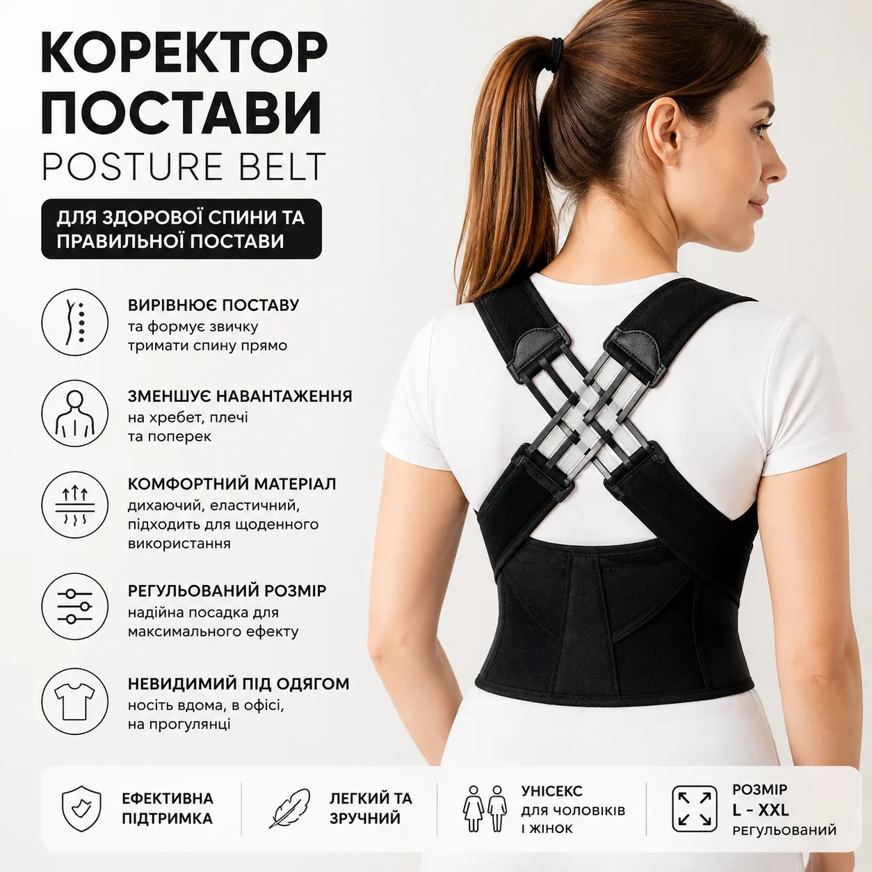 Elastic Posture Corrector, Back Alignment Brace POSTURE BELT
