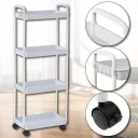 Фото 2 — Етажерка на колесах 4 полиці біла підлогова Storage rack AN906
