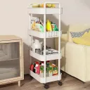 Фото 3 — Етажерка на колесах 4 полиці біла підлогова Storage rack AN906