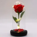 Photo 6 — Rose in a glass dome with LED light 20 cm, Red, battery-powered / Night light Everlasting rose / Flower in a dome