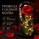 Photo 1 — Rose in a glass dome with LED light 20 cm, Red, battery-powered / Night light Everlasting rose / Flower in a dome