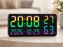 Фото 2 — Годинник GH0750 RGB настінний, настільний / годинник з пультом на USB / Годинник календар, будильник, t°, вологість