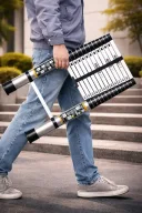 Photo 4 — Telescopic ladder 4.7 m aluminum folding up to 150 kg with anti-slip steps and supports