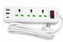 Фото 4 — Мережевий фільтр-подовжувач AN WL-5 на 3 універсальні розетки та 3 USB-порти з кнопкою включення, білий