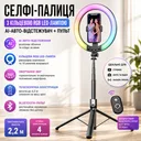 Фото 1 — Селфі-палиця з кільцевою RGB LED-лампою та функцією AI-авто-відстеження / Штатив P100 з Bluetooth 5.2 Type-C