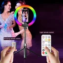 Фото 5 — Селфі-палиця з кільцевою RGB LED-лампою та функцією AI-авто-відстеження / Штатив P100 з Bluetooth 5.2 Type-C