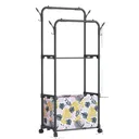 Photo 2 — Floor coat rack, on wheels, 69x58.5x38.5 cm, Black / Rack on wheels / Clothes stand