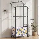Photo 6 — Floor coat rack, on wheels, 69x58.5x38.5 cm, Black / Rack on wheels / Clothes stand