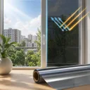 Photo 4 — Silver mirror window film 45x300 cm, heat-reflective tint with daytime privacy effect and UV protection