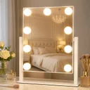 Photo 3 — Cosmetic mirror, with backlight, Hollywood, 9 LED, 10X, White / Mirror with light bulbs / Tabletop makeup mirror