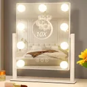 Photo 5 — Cosmetic mirror, with backlight, Hollywood, 9 LED, 10X, White / Mirror with light bulbs / Tabletop makeup mirror
