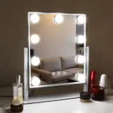 Photo 4 — Cosmetic mirror, with backlight, Hollywood, 9 LED, 10X, White / Mirror with light bulbs / Tabletop makeup mirror
