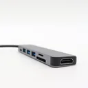 Фото 4 — USB хаб 7в1, Type-C to HDMI + SD + TF + 3хUSB + PD, Сірий / USB розгалужувач для ноутбука / ЮСБ хаб