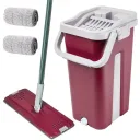 Фото 2 — Швабра з відром 11л з автоматичним віджимом + 2 насадки, Cleaning Mop, Бордова Комплект для прибирання швабра
