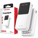 Фото 5 — Зовнішній акумулятор 20000mAh з кабелями (Lightning, Type-C, Micro) Ven-Dens VD-PB046, Білий / Повербанк / Зовнішній акумулятор Де