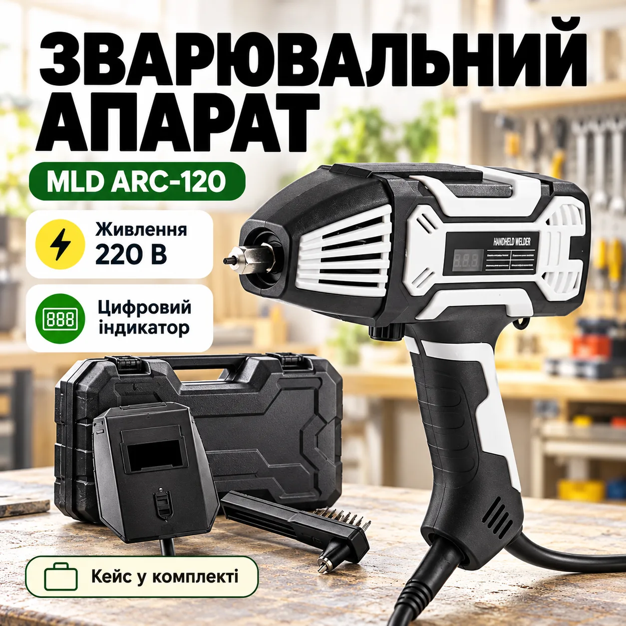 Ручной сварочный аппарат MLD ARC-120 220 В, белый, с маской и щёткой