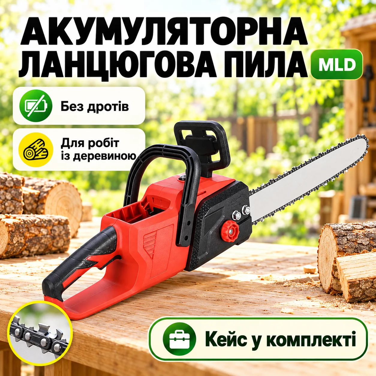 Аккумуляторная цепная пила MLD 16 c кейсом