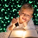 Фото 5 — Плед со светящимися звездами HMD Magic Luminous 150×180 см серый, мягкий плюшевый плед из флиса, светящийся в темноте одеяло
