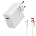 Фото 3 — Сетевое зарядное устройство с кабелем (1м) USB-TYPE C, 67W, Белый D6000 / Адаптер с быстрой зарядкой / Зарядка для телефона