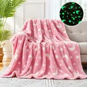 Фото 6 — Плед-одеяло HMD Magic Luminous розовый 150×180 см со светящимися ночью звездами флисовое плюшевое покрывало для детей и взрослых