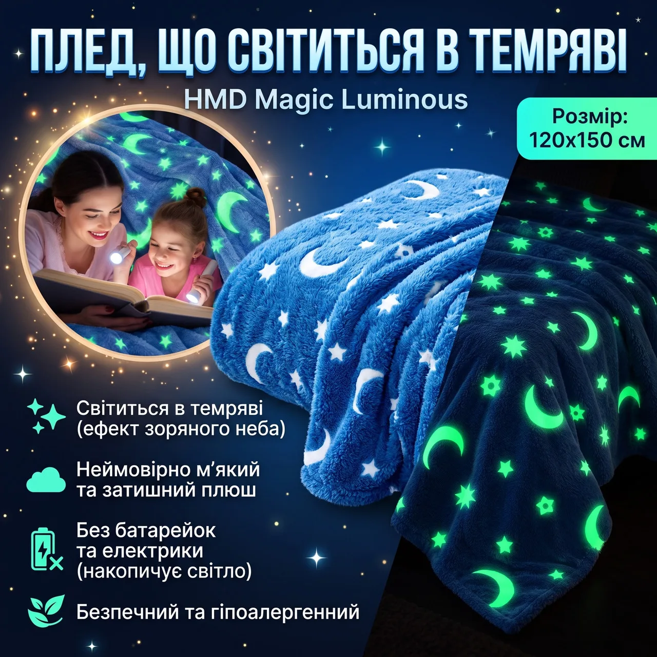 Детский плюшевый плед со звездами HMD M120