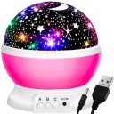 Фото 3 — Ночник проектор звездного неба XL-616 10х10см с USB, Star Master, Розовый / Ночник Звездное небо в форме шара