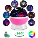 Фото 4 — Ночник проектор звездного неба XL-616 10х10см с USB, Star Master, Розовый / Ночник Звездное небо в форме шара