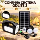 Фото 1 — Многофункциональный LED фонарь GDLite GD-3 с солнечной панелью, функцией повербанк, 3 лампочки