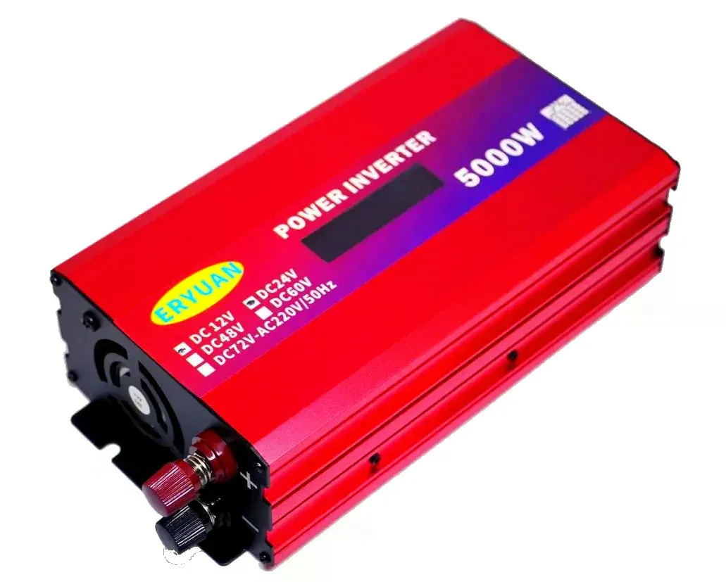 Перетворювач напруги 5000W 12V/24V у 220V з LCD-дисплеєм і підтримкою сонячної панелі
