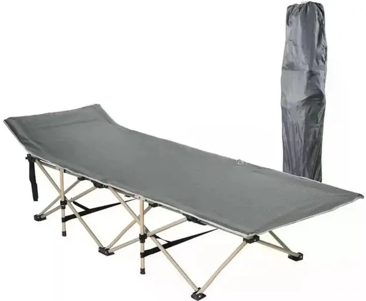 Шезлонг розкладний 68×190 см GRAY • Садовий пляжний лежак 68×190 см зі сталевим каркасом для дачі кемпінгу та відпочинку