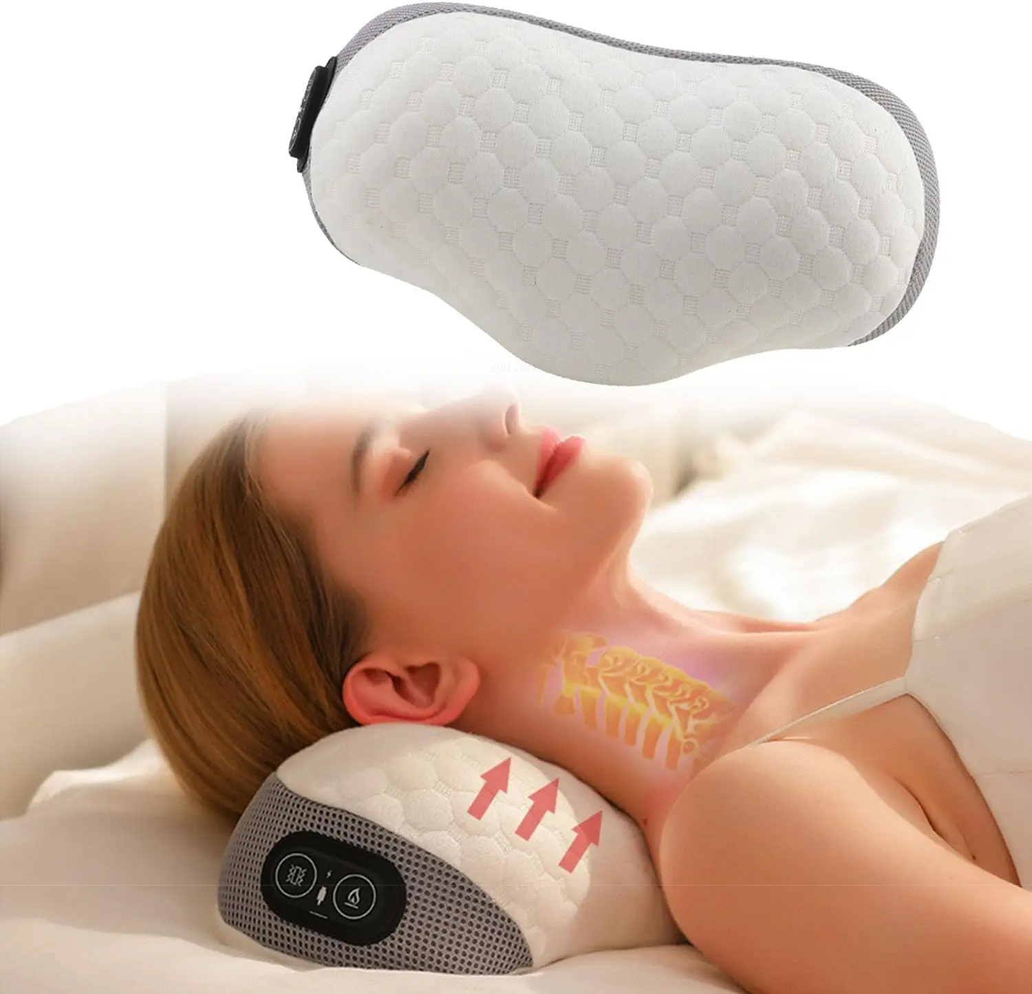 Подушка для підтримки шийного відділу pillow 5561 з масажем та підігрівом ∙ Масажна подушка для сну pillow 5561