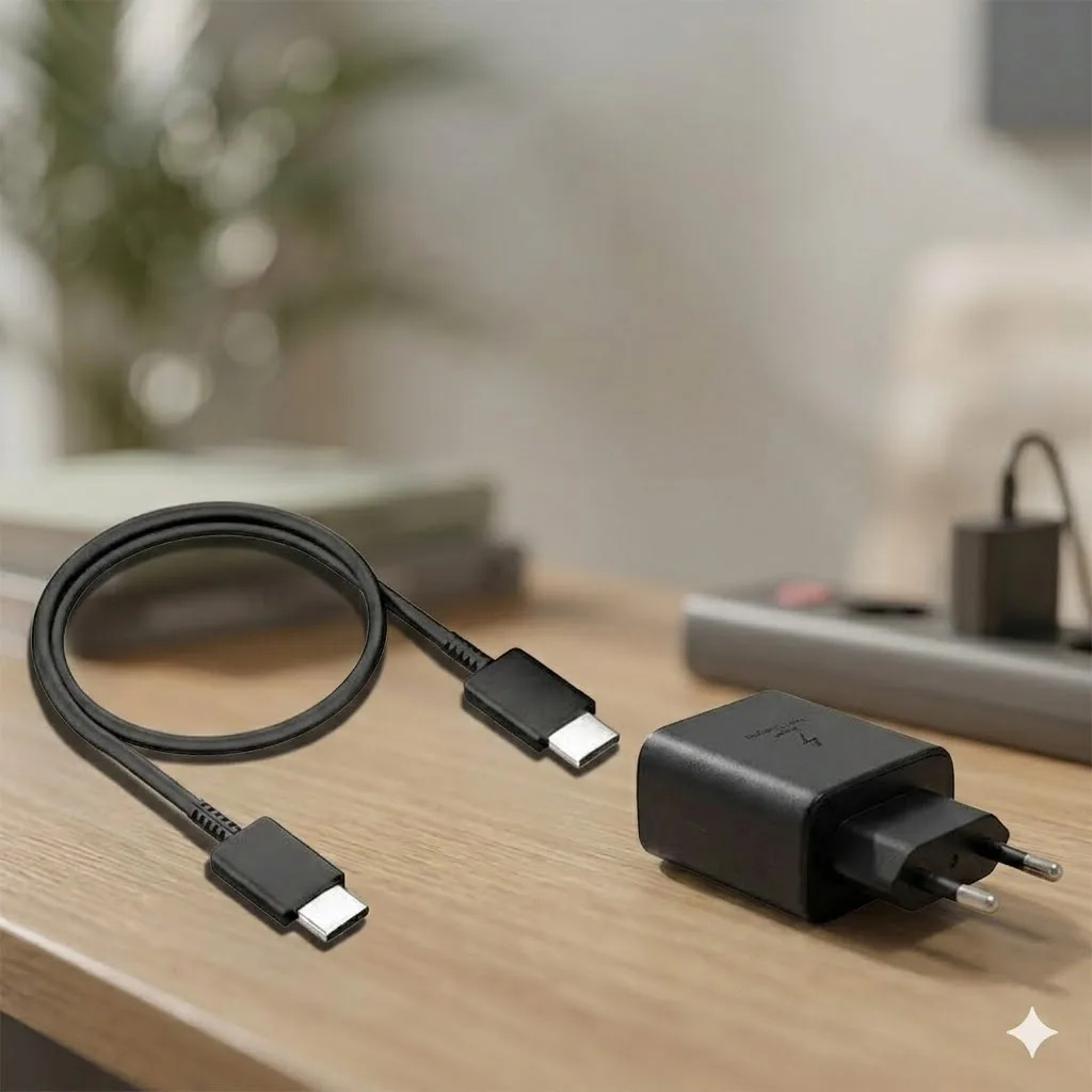 Зарядний адаптер USB з кабелем USB Type-C 45W Black Edition