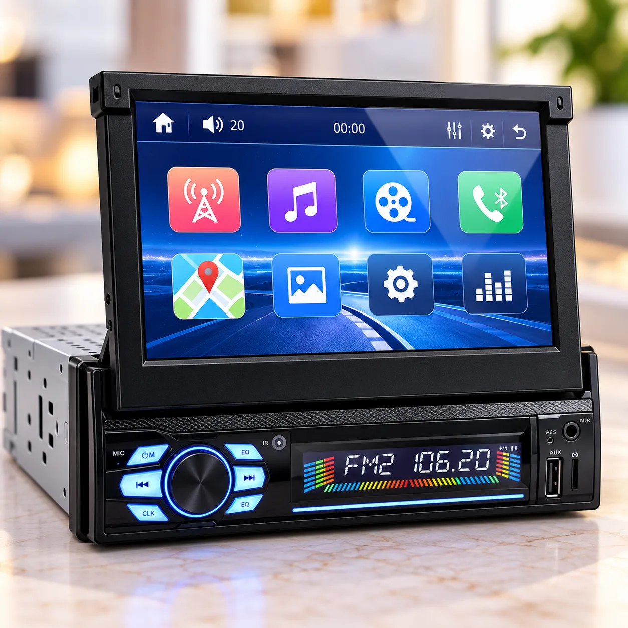 Автомагнітола 7150G GPS 1DIN / Магнітола з Bluetooth та виїзним екраном 7" / Автомагнітола сенсорна+2 пульта