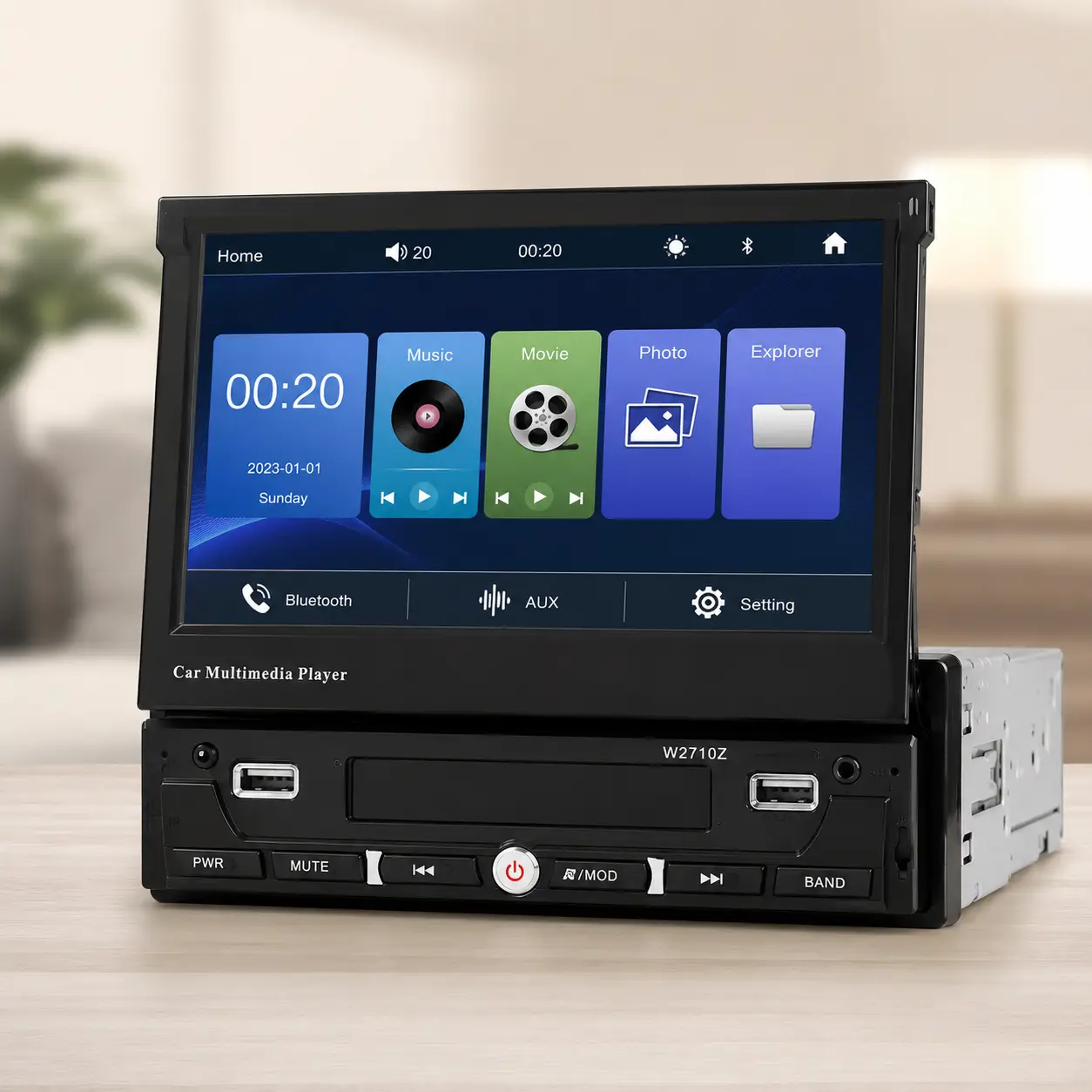 Автомагнитола SWM 7102 1DIN с сенсорным дисплеем 7", Bluetooth, MP5
