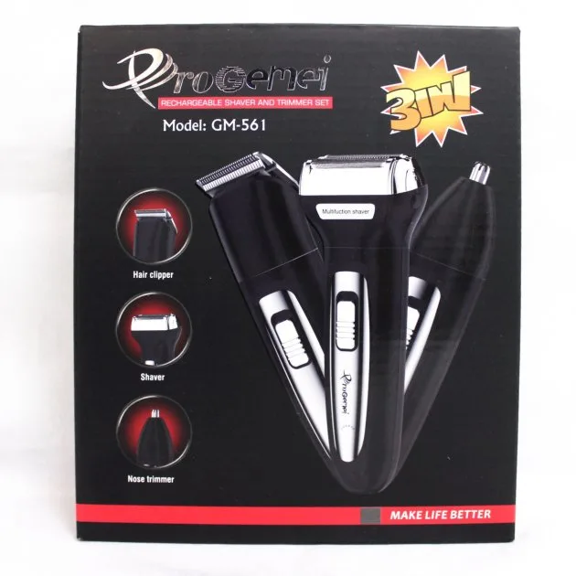Shaver-Trimmer GEMEI GM-561 3-in-1: Nose/Ear Trimmer, Hair Clipper, Shaver