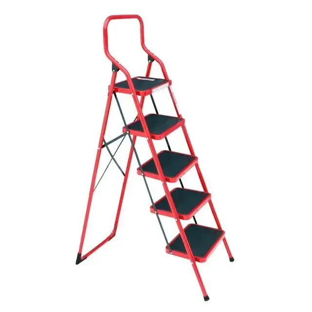 Stepladder Intertool steel, 5 steps, wide rubberized treads, 1.5 m