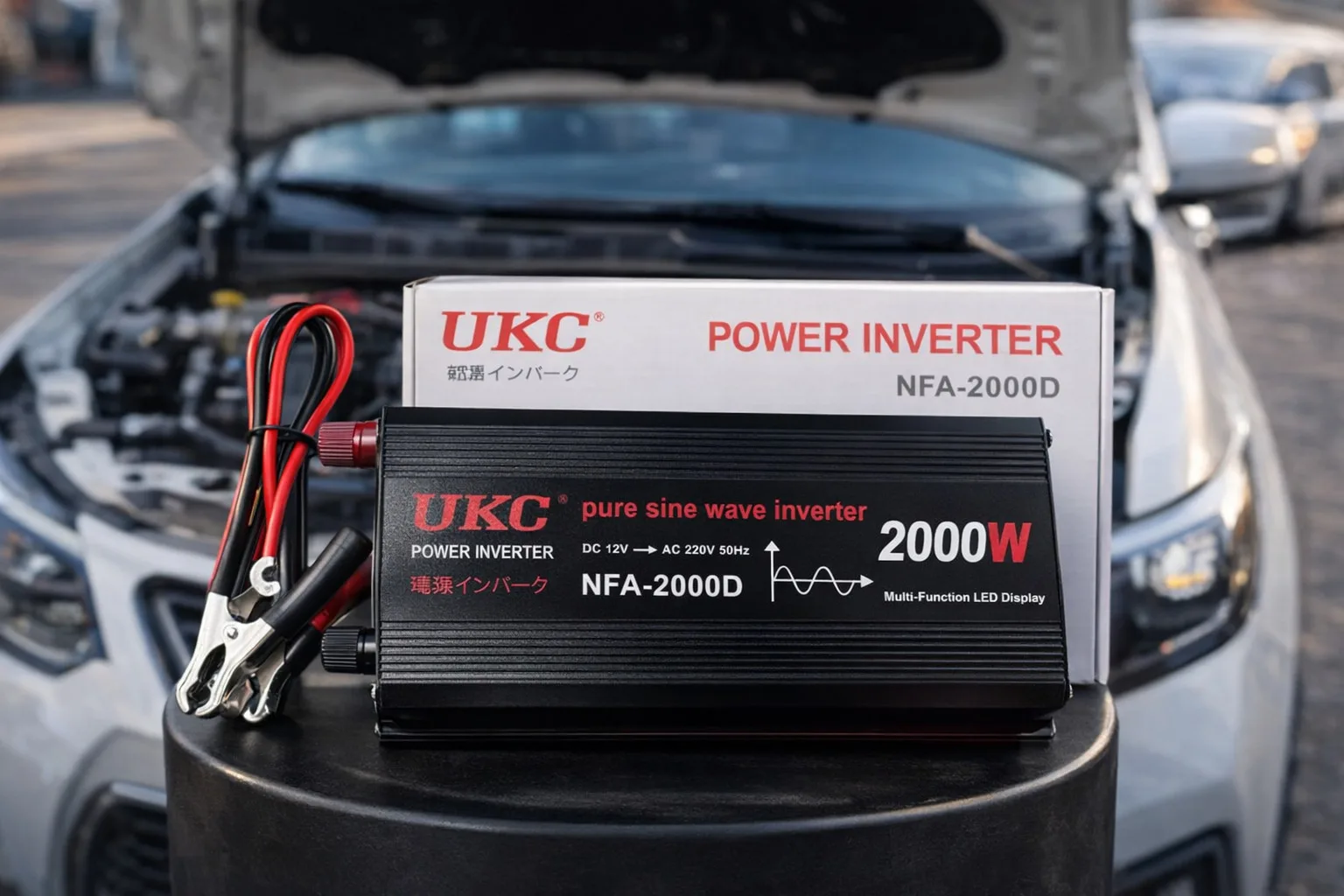 Інвертор автомобільний UKC NFA-2000D 2000 Вт, 12В→220В, чиста синусоїда