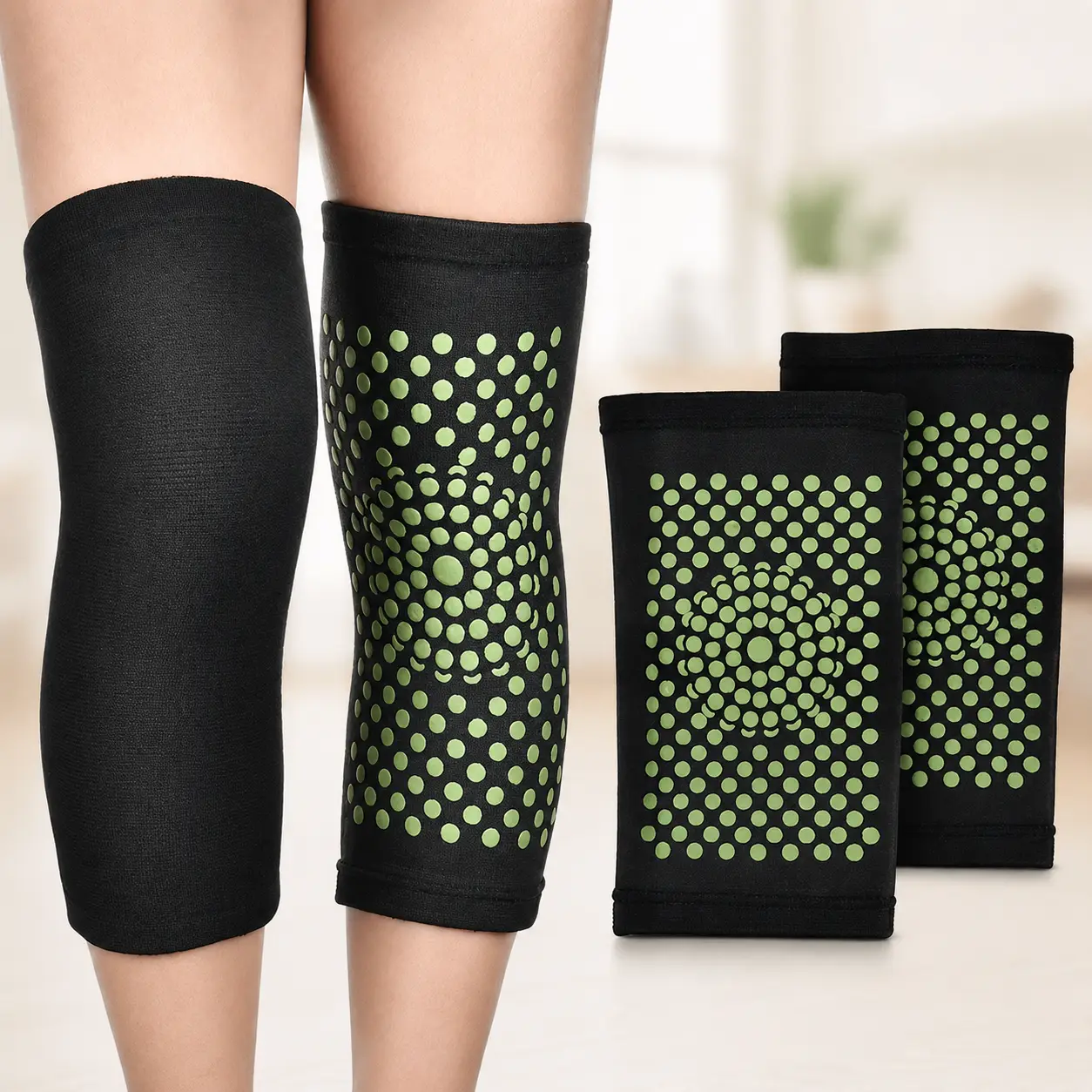 Наколінник компресійний еластичний Self-Heating, зелений, XL, 2 шт