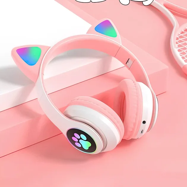 Навушники бездротові Cat STN-28, Bluetooth, FM радіо, мікрофон, рожеві