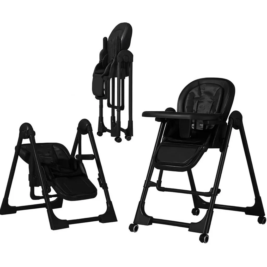 Дитячий стільчик-шезлонг для годування 2в1 (спинка+столик) BabyChair Z901, чорний