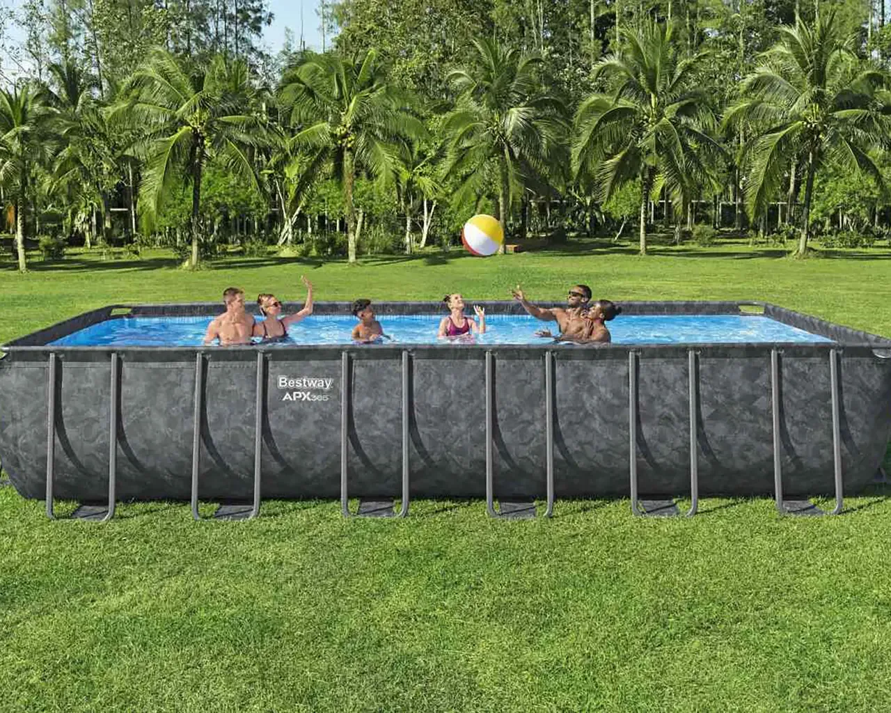 Басейн каркасний прямокутний Bestway 561KG 732x366x132 см, 30045 л, з фільтр-насосом, сходами, тентом