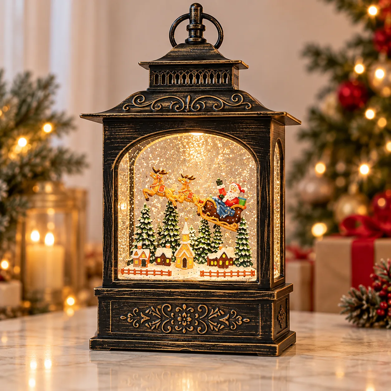 XMAS Новорічний нічник вінтажний ліхтар WDL-24007A 25,3 см, Санта-Клаус